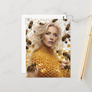 Blonde Bijenhoudervrouw Briefkaart