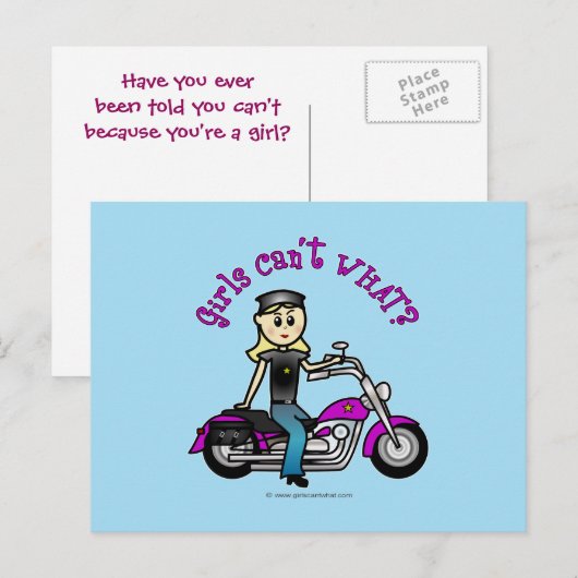 Blonde Biker Briefkaart (Voorkant / Achterkant)