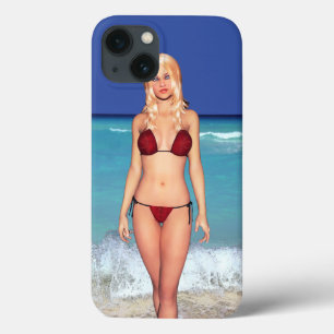 Blonde Bikini Beach Babe iPhone 13 Hoesje
