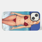 Blonde Bikini Beach Babe iPhone Hoesje (Achterkant horizontaal)