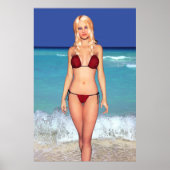 Blonde Bikini Beach Babe Poster (Voorkant)