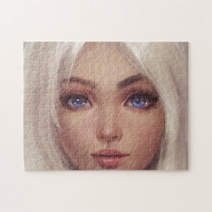 Blonde Blue Eyed Young Girl Woman Legpuzzel