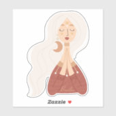 Blonde boho vrouw ademt bevestiging gepersonalisee sticker (Vel)