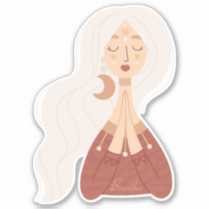 Blonde boho vrouw ademt bevestiging gepersonalisee sticker