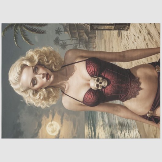 Blonde Bombshell – Edgy Pin-Up Decoupage Tissuepapier (Voorkant)