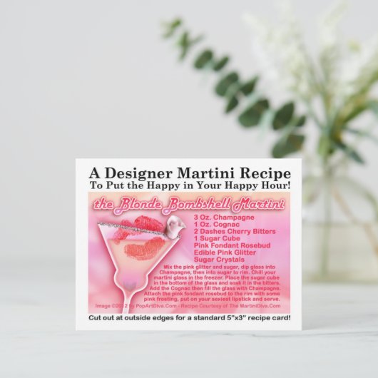 Blonde Bombshell Martini Recipe Briefkaart (Staand voorkant)