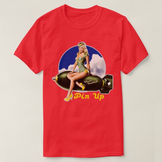 Blonde Bombshell Pin Up Rockabilable design 1 T-shirt (Design voorkant)