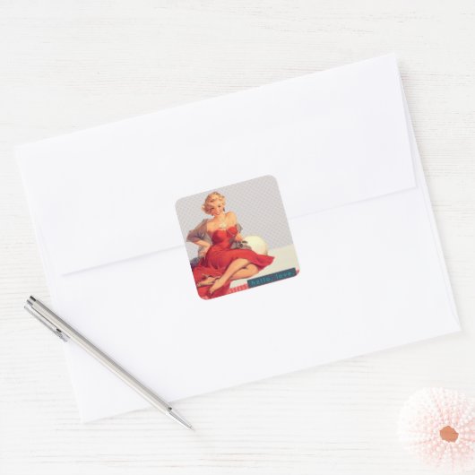Blonde Bombshell Vierkante Sticker (Envelop)