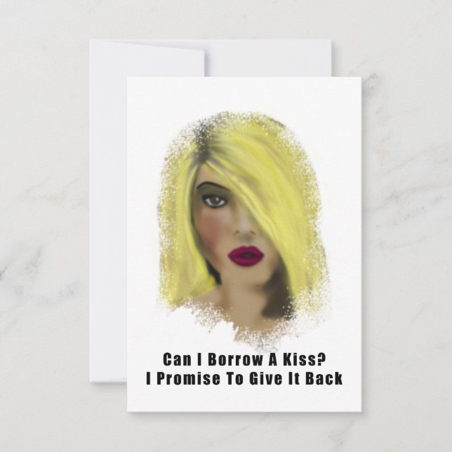 Blonde Bombshell-vrouw leent een kus (Voorkant)