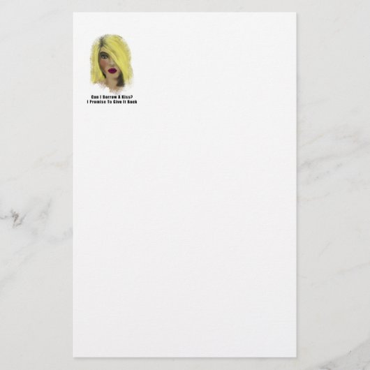 Blonde Bombshell-vrouw leent een kus Briefpapier (Voorkant)
