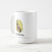Blonde Bombshell-vrouw leent een kus Koffiemok (Voorkant links)