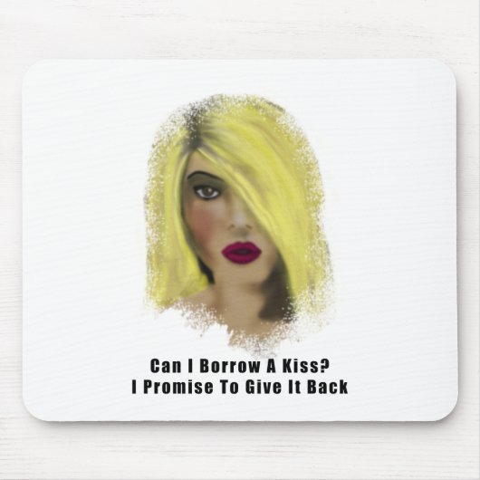 Blonde Bombshell-vrouw leent een kus Muismat (Voorkant)