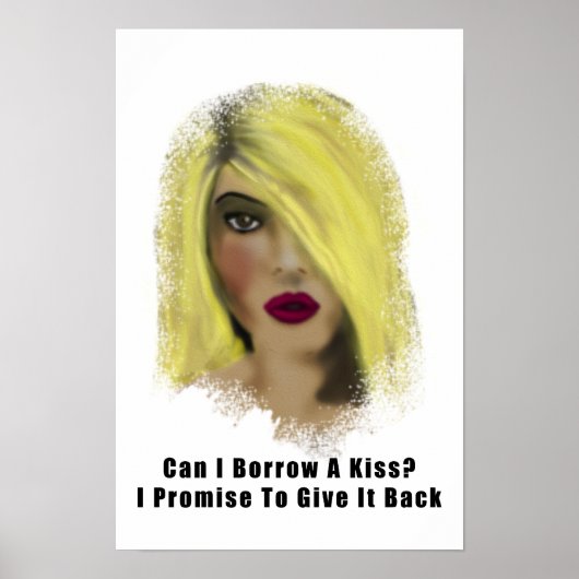 Blonde Bombshell-vrouw leent een kus Poster (Voorkant)