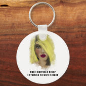 Blonde Bombshell-vrouw leent een kus Sleutelhanger (Voorkant)