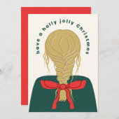 Blonde Boog Kerstmis Feestdagenkaart (Voorkant / Achterkant)