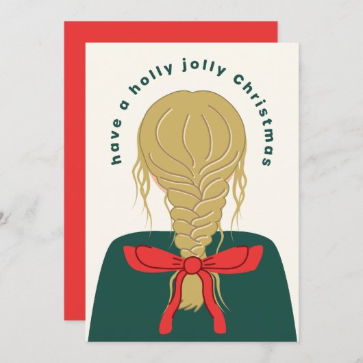 Blonde Boog Kerstmis Feestdagenkaart (Voorkant / Achterkant)