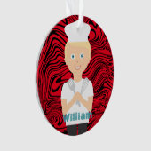 Blonde boy chef-kok pet koken bakken gepersonalise ornament (voorkant)