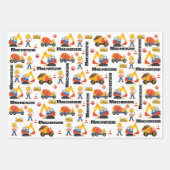 Blonde Boy Construction Personalized Inpakpapier Vel (Voorkant 2)