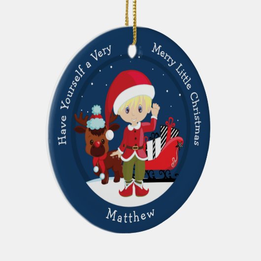 Blonde Boy Elf Keramisch Ornament (Rechts)