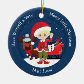 Blonde Boy Elf Keramisch Ornament (Voorkant)