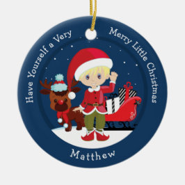 Blonde Boy Elf Keramisch Ornament