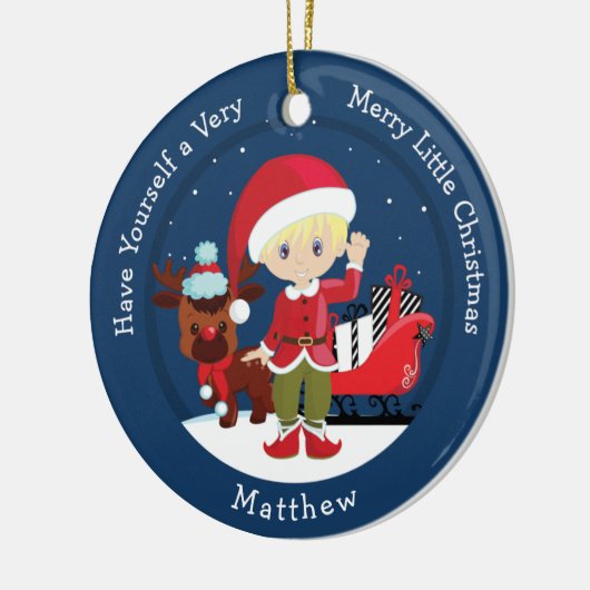 Blonde Boy Elf Keramisch Ornament (Links)