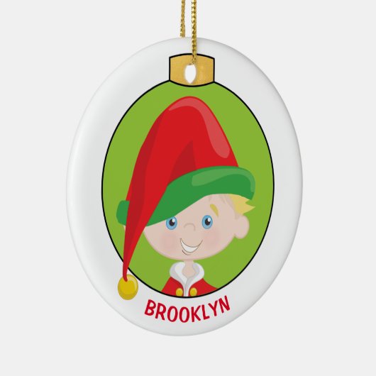 Blonde Boy Elf personaliseren Keramisch Ornament (Rechts)