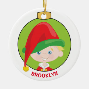 Blonde Boy Elf personaliseren Keramisch Ornament