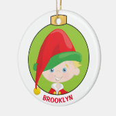 Blonde Boy Elf personaliseren Keramisch Ornament (Links)