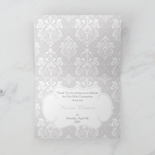 Blonde Boy First Commune "Bedankt" Bedankkaart (Binnen)