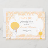 Blonde Boy First Community Damask Bedankkaart (Voorkant)