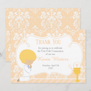 Blonde Boy First Community Damask Bedankkaart