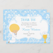 Blonde Boy First Community Damask Bedankkaart (Voorkant / Achterkant)