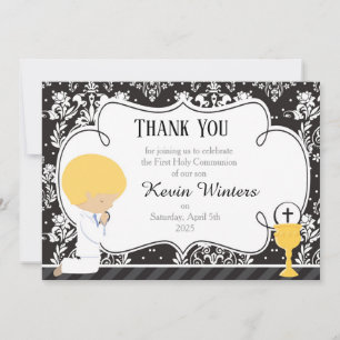 Blonde Boy First Community Damask Bedankkaart