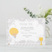 Blonde Boy First Community Damask Bedankkaart (Staand voorkant)