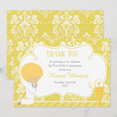 Blonde Boy First Community Damask Bedankkaart (Voorkant / Achterkant)