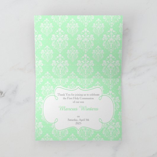 Blonde Boy First Community Damask "Bedankt" Bedankkaart (Binnen)