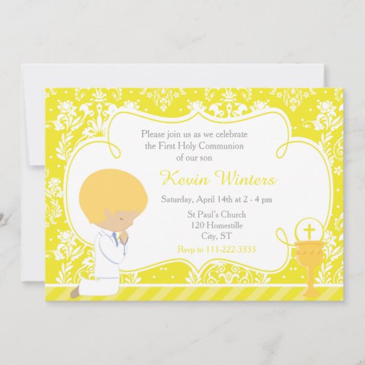 Blonde Boy First Community Damask Kaart (Voorkant)