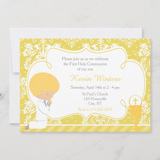 Blonde Boy First Community Damask Kaart (Voorkant)