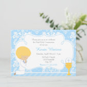 Blonde Boy First Community Damask Kaart (Staand voorkant)