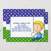 Blonde Boy Gymnastics Birthday Invitations Kaart (Voorkant / Achterkant)