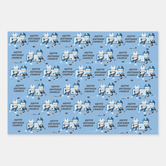 Blonde Boy Hockey op maat Inpakpapier Vel (Voorkant 3)