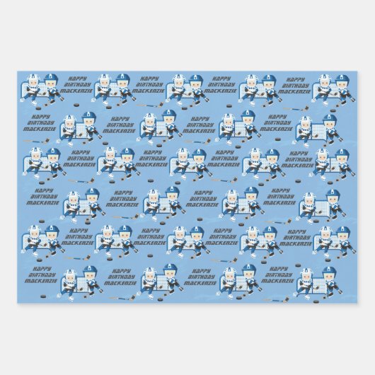 Blonde Boy Hockey op maat Inpakpapier Vel (Voorkant 2)