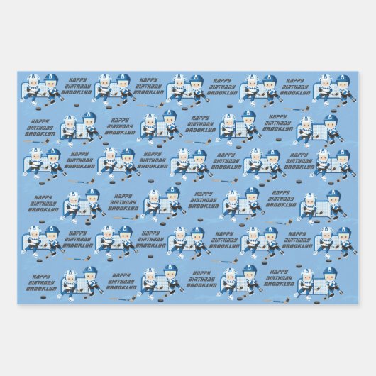 Blonde Boy Hockey op maat Inpakpapier Vel (Voorkant)