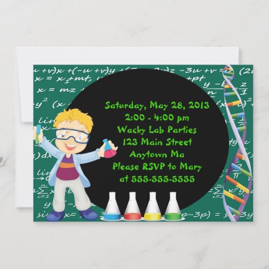 Blonde Boy Mad Scientist Birthday Party Invitation Kaart (Voorkant)