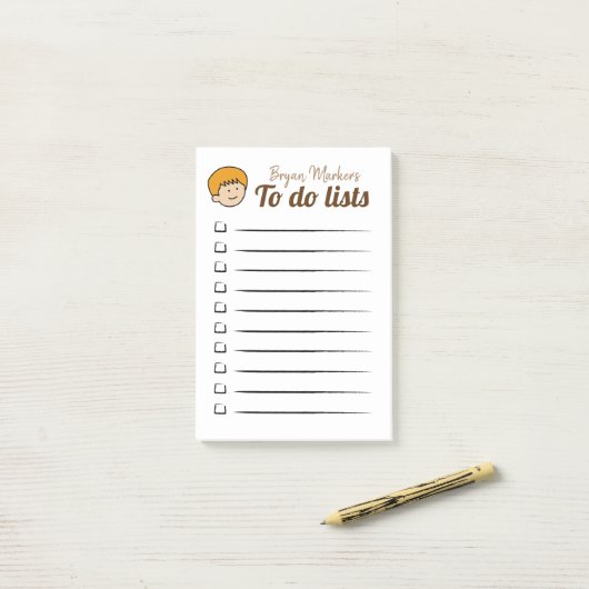 Blonde Boy om lijsten te doen Post-it® Notes (Op bureau)