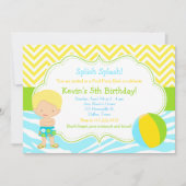 Blonde Boy Pool Party Basparty Kaart (Voorkant)