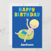 Blonde Boy Swimmer Aangepaste Kind Happy Birthday Kaart (Voorkant)