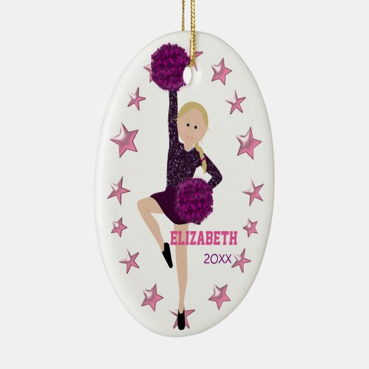 Blonde Braid Pom Squad Persoonlijke Keepomwille Keramisch Ornament (Rechts)