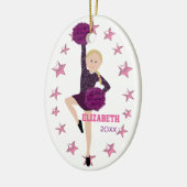 Blonde Braid Pom Squad Persoonlijke Keepomwille Keramisch Ornament (Links)